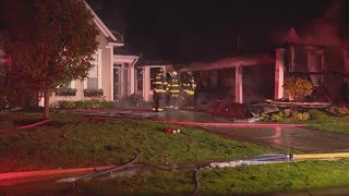 Fishers Fire Department crews battle blaze inside of house [upl. by Limaa]