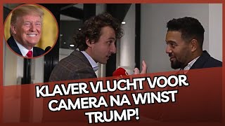 Hilarisch Stotterende Klaver VLUCHT voor camera na WINST Trump [upl. by Bell]