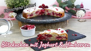 Blitzkuchen mit Joghurt amp Himbeeren😍 Erfrischend Lecker amp schnell gemacht [upl. by Elleahcim]