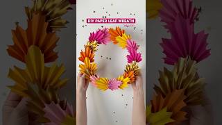 DIY simple leaf wreath fall wreath diy paperleaf paperleaftutorial papercraft fallcraft paper [upl. by Aneez]