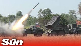 Pro Russian forces launch multiple missiles at Ukrainian targets [upl. by Ainirtac]