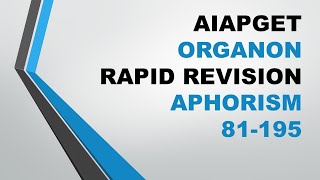 AIAPGET ORGANON RAPID REVISION APHORISM 81195letscrackaiapget [upl. by Oiralih786]