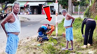 A BIG SHOCK While Helping An 80YearOld Elder Cut Overgrown Grass On The Sidewalk [upl. by Huntlee919]