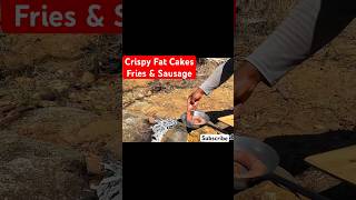 Crispy Fat Cakes  Chips  Sausage africa africanbushcamps outdoorsurvival cooking [upl. by Eladnek400]