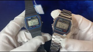 Casio F91 VS A158  4K Double Unboxing [upl. by Anemolihp693]