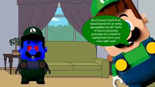 Dark Lego Luigi Says quotYes Coconut Freds Fruit Salad Islandquot  Grounded [upl. by Bertle125]