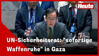 UNSicherheitsrat fordert erstmals quotsofortige Waffenruhequot in Gaza [upl. by Irmo136]