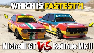 GTA 5 ONLINE  RETINUE MKII VS MICHELLI GT WHICH IS FASTEST [upl. by Gunthar]