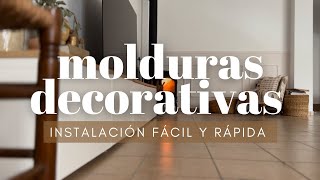 DIY  Cómo colocar molduras decorativas de poliestireno en la pared Fácil rápido y económico [upl. by Novihs]