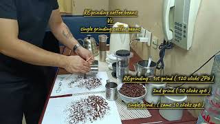 single grinding coffee beans Vs REgrinding coffee beans using AEROPRESS [upl. by Oetsira]