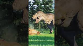 🦖Realistic TREX Hunting a EDMONTOSAURUS And Battle With GIGA in JWE2 jurassicworldevolution2 jwe2 [upl. by Natica]