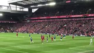 LFC FANS SING MO SALAH SONG ON THE KOP DURING LIVERPOOL 2 VS 0 CHELSEA WIN  Liverpool FC Chants [upl. by Abebi95]