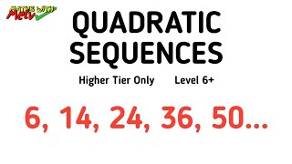 nth Term f Quadratic Sequences GCSE Maths Revision amp Questions [upl. by Ragland]