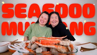 HUGE SHRIMP  KING CRAB  CLAMS SEAFOOD BOIL MUKBANG 먹방 EATING SHOW  MONDAY MUNCHIES [upl. by Thorn]