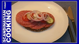 Smørrebrød Danish Open Face Salami Sandwich for lunch or dinner Spegepølse med Løg Sandwich [upl. by Farlay]