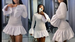 How To Cut And Sew A Drop Waist Stylish Mini Dress With Flute Sleeves [upl. by Eliott]