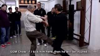 Wing Chun Grandmaster Chow Tse Chuen Dummy and Kicking Techniques Demonstration [upl. by Anrol]