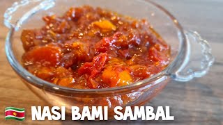 Surinaamse Javaanse NasiBami Sambal receptSurinamese Hot pepper sauce recipe [upl. by Dusza]