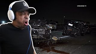 DEADLY MultiCar Freeway Wreck RAW FOOTAGE  Los Angeles  REACTION [upl. by Buchanan821]