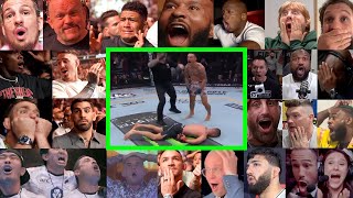 100 FIGHTERS REACT to Max Holloway vs Justin Gaethje KO  UFC 300  BMF  FINAL SECOND KNOCKOUT [upl. by Valle]