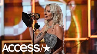 Lady Gaga Tears Up During Her Grammy Acceptance Speech I Wish Bradley Was Here  Access [upl. by Kcorb]