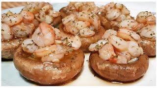 CHAMPIÑONES RELLENOS DE GAMBAS ¡¡¡ Un aperitivo BUENISIMO [upl. by Wildee]