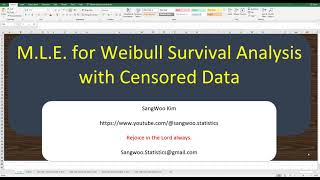 287 MLE for Weibull Survival Analysis with censored data in Excel and R [upl. by Gypsie]