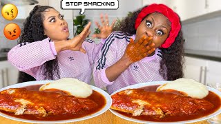 SMACKING TOO MUCH PRANK ON MY MOM  PEPPER SOUP and RED FISH with FUFU MUKBANG  VLOGMAS 12 [upl. by Noit739]