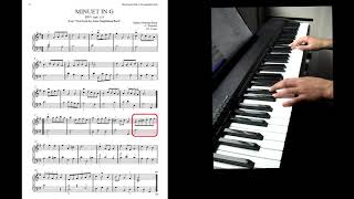 Minueto en Sol Mayor de Bach Tutorial de piano [upl. by Atsylak283]