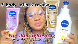 Best body lotion for healthy amp skin lightening Nivea firmamp smooth Vaseline Gluta hya serum review [upl. by Enautna887]