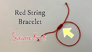 Adjustable red string bracelet  sliding square knot [upl. by Zandt]