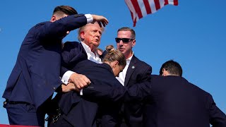 Donald Trump whisked off stage at rally after loud noises ring through crowd [upl. by Bartram793]