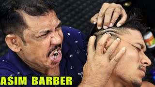 Head Massage by Asim Barber  Head Scratching with 3d Sound  Loud Hair Cracking  Neck Cracking [upl. by Nixie846]