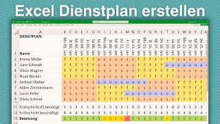 Excel Dienstplan erstellen für Mitarbeiter Schichtplan Einsatzplanung Personalplanung Vorlage [upl. by Waechter]