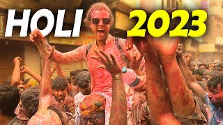 FOREIGNERS CRAZY HOLI In Mathura INDIA 2023 🇮🇳 [upl. by Lurleen]