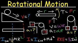 Torque Moment of Inertia Rotational Kinetic Energy Pulley Incline Angular Acceleration Physics [upl. by Zara792]