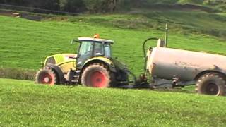 Claas Axion Tanking Slurry [upl. by Retsim]