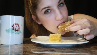 ASMR Eating Raw HoneyComb  Sticky Satisfying Mouth Sounds [upl. by Nahtad]