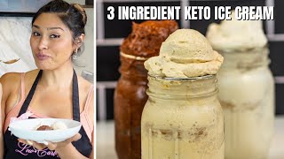 3 INGREDIENT KETO ICE CREAM Vanilla Chocolate amp Peanut Butter Keto Ice Cream [upl. by Yrocaj]