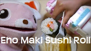 EhoMaki Sushi Roll Maker Toy 2013 恵方巻き くるりんまきまきロール [upl. by Mutat]