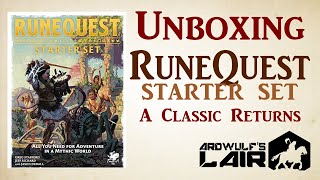 Unboxing The RuneQuest Starter Set Chaosium 2021 [upl. by Nillok]