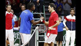 Gael Monfils vs Roger Federer  Davis Cup World Group 2014 Final Switzerland vs France Highlights [upl. by Atsuj600]