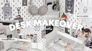 2023 aesthetic desk makeover neutral theme ☆ skadis pegboard setup kvissle magazine rack amp hauls [upl. by Aisset]