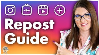 How to Repost Instagram Feed Posts Stories IGTV and Reels [upl. by Nilkoorb177]