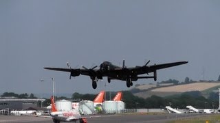 Lancaster Spitfire amp Hurricane FlypastLandTakeoff Bristol Airport with ATC BBMF RARE [upl. by Gaultiero434]