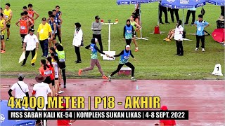 4 x 400 Meter Perempuan 18  Akhir  MSS Sabah Kali Ke54 Kompleks Sukan Likas 2022 [upl. by Harlamert895]