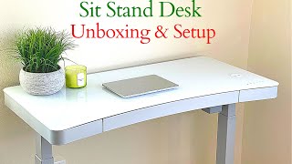 Tresanti 47quot Adjustable Height Desk  Sit Stand Desk Unboxing amp Setup Adjustable Desk Unboxing 2022 [upl. by Herzel]