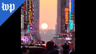 Manhattanhenge wows New Yorkers [upl. by Baler685]