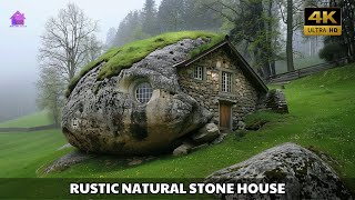 Green Architecture Rustic natural stone house blends into nature [upl. by Arihsak]