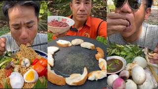 ASMR VANLONG VLOGS EATING SHOW yummy food mukbang ngontinhhay yellownoodlesoup babyeggs [upl. by Suiratnod]